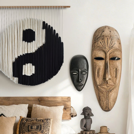 Black and White Yin Yang Macrame Wall Hanging