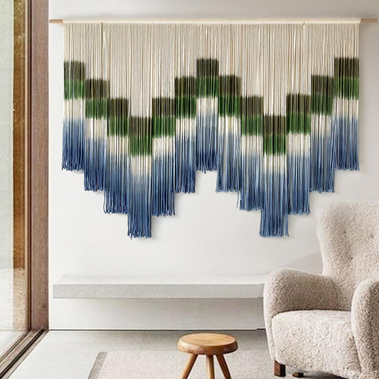 Macrame Wall Hanging Dye Handmade Large-Scale Wall Art Statement Bohemian Wall Decor