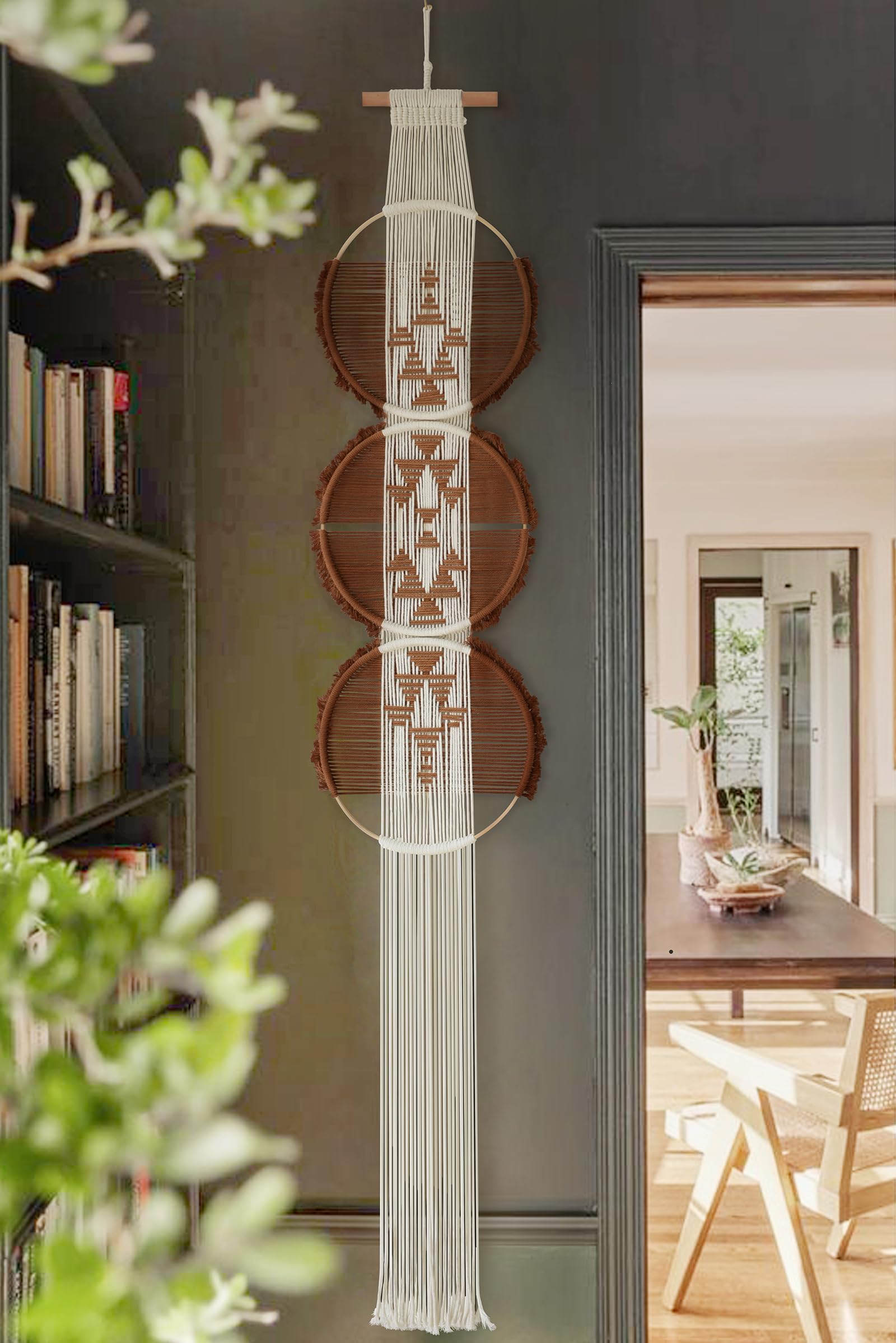 Macrame Wall Hanging Brown and white Boho Wall Decor Art