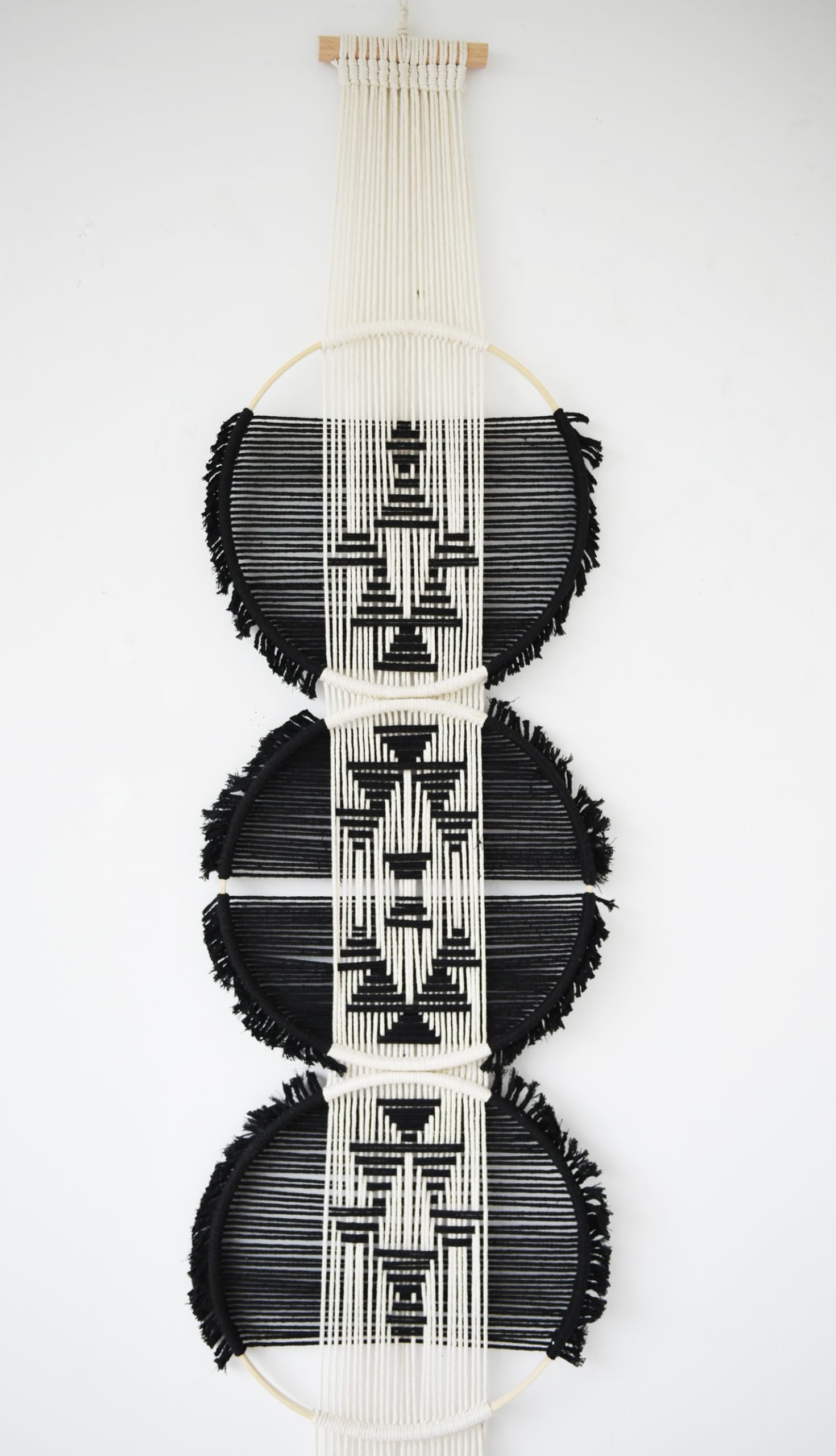 Macrame Wall Hanging black and white Boho Wall Decor Art