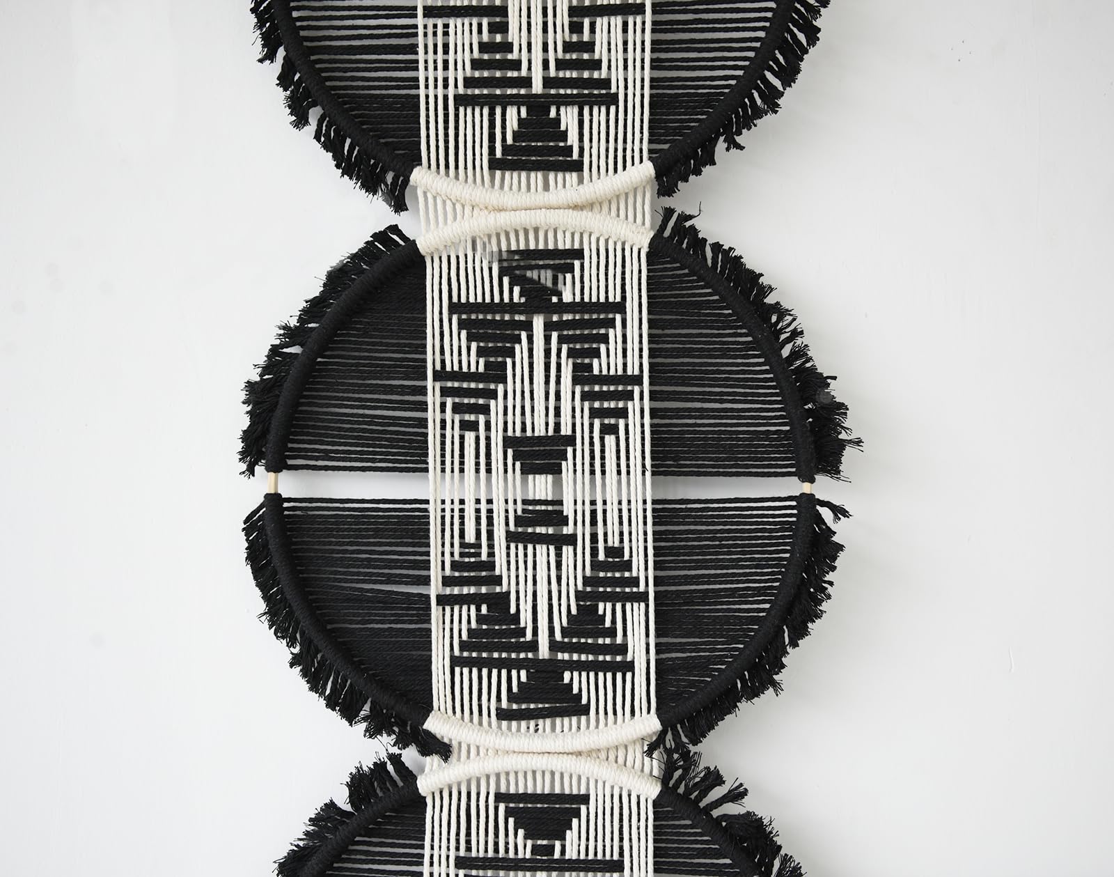 Macrame Wall Hanging black and white Boho Wall Decor Art