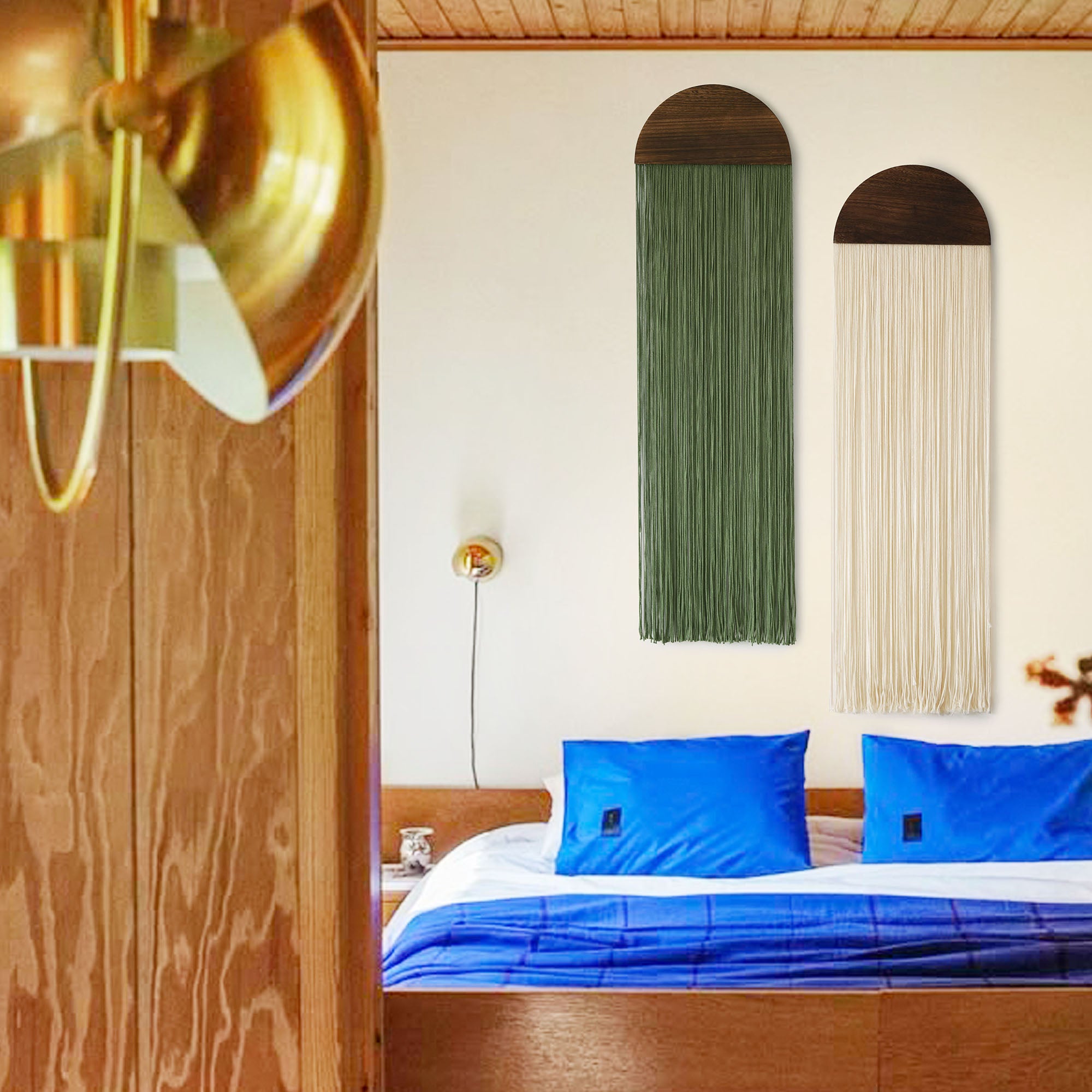 2 Pcs Macrame Wall Hanging Boho Decor Round Tassel