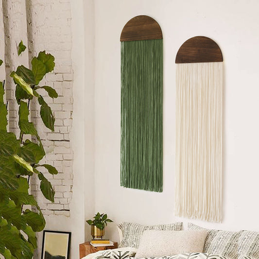 2 Pcs Macrame Wall Hanging Boho Decor Round Tassel