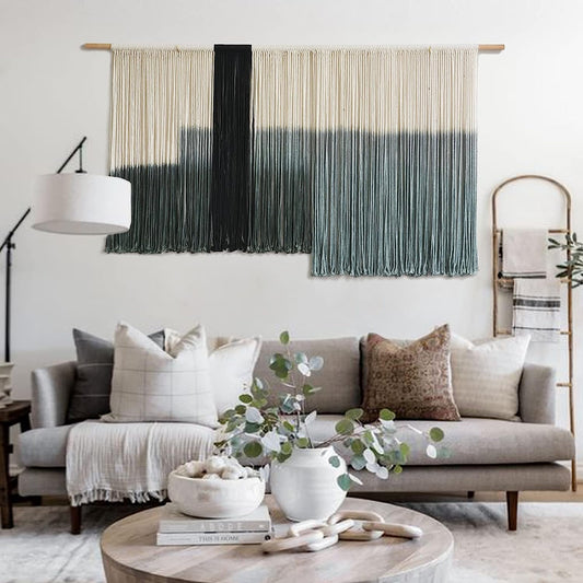 Macrame Wall Hanging Large Dip Dye Tapestry Fiber Wall Art Boho Living Room Bedroom Macrame Wall Decor