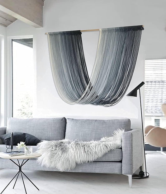 Large Scale Wall Art Statement Tie-Dye Blue Geometric Décor