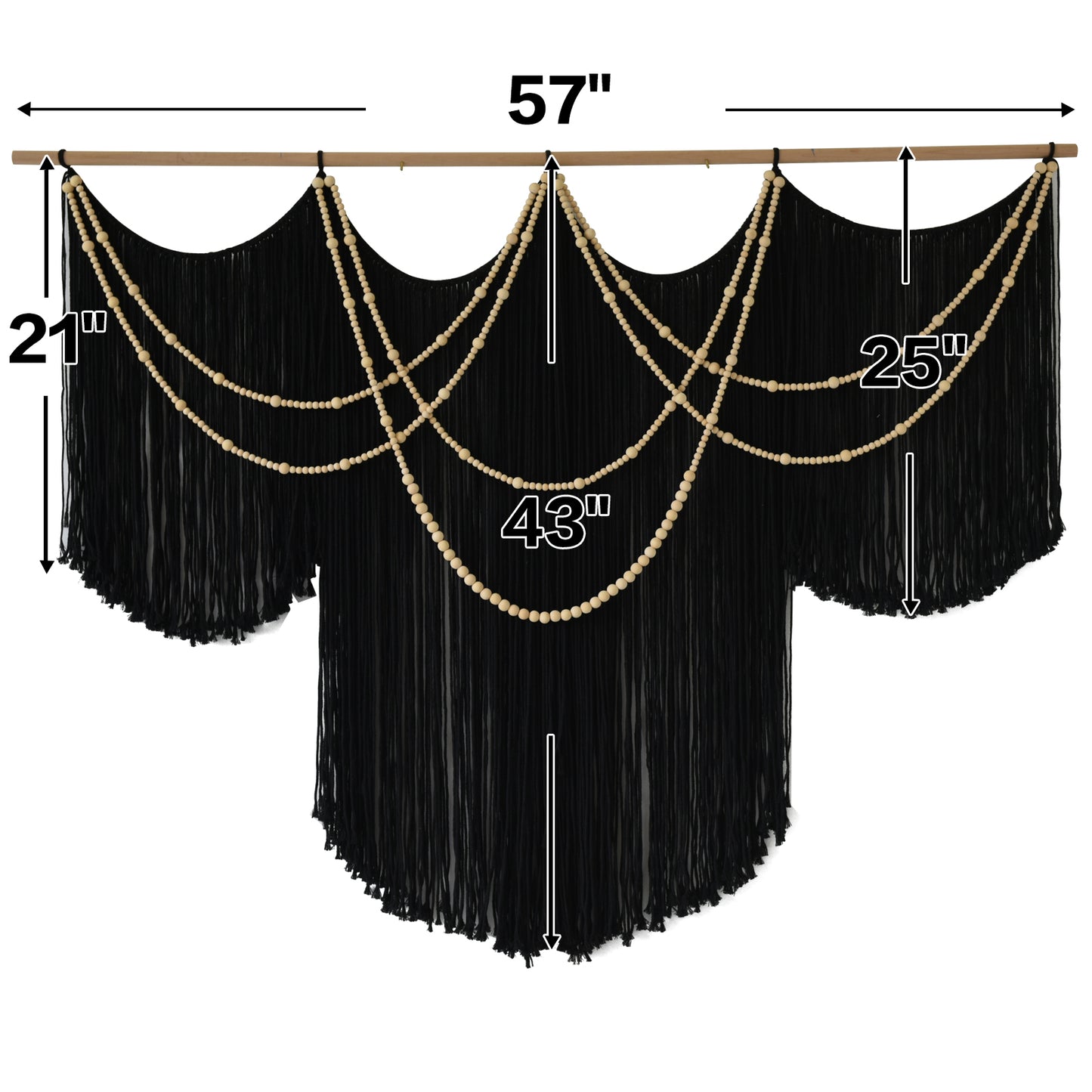 Black Yarn Tapestry Home Decor Large Fiber Wall Art