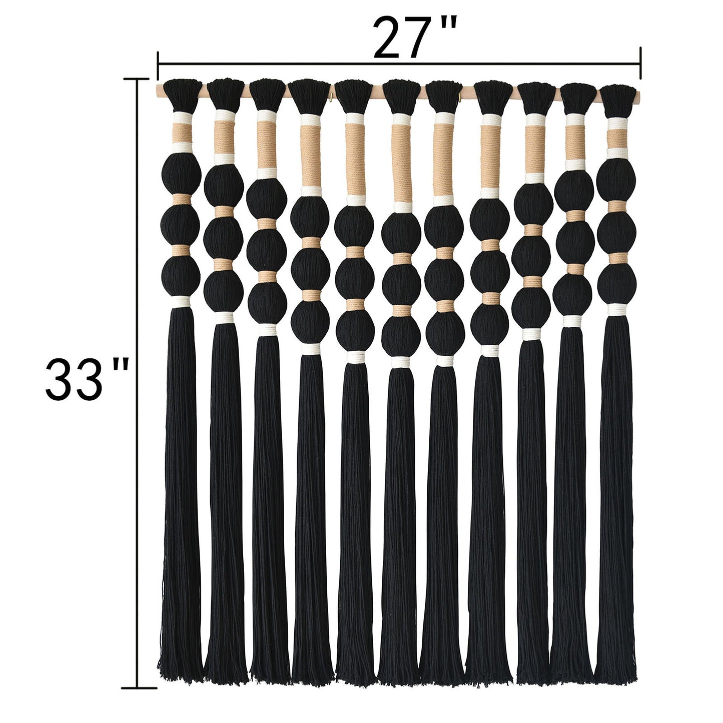 Black Fiber Yarn Wall Art Handmade Cotton Spherical Knot For Living Room