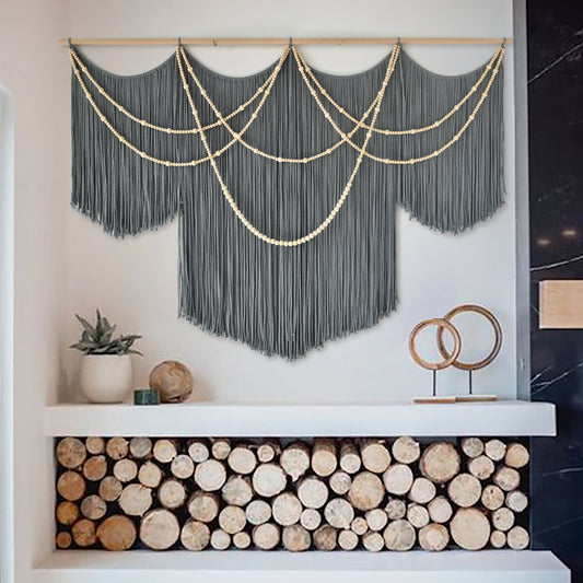 Macrame Wall Hanging for Living Room Bedroom Large Boho Gray