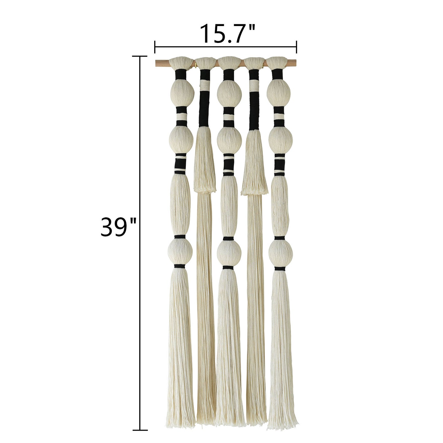 Tassels Sphericity Cotton Textile Macrame Wall Hanging Geometric Yarn Wall Art 15.7" W x 39" L