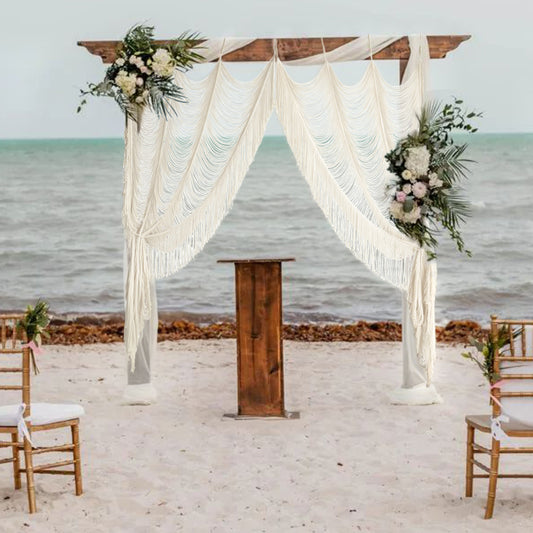 2 Panels Macrame Curtains Boho Doorway Curtains Window Curtains Wedding Backdrop