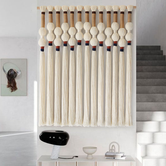 Macrame Wall Hanging Boho Wall Art Handmade Spherical Knot Design with Tassel