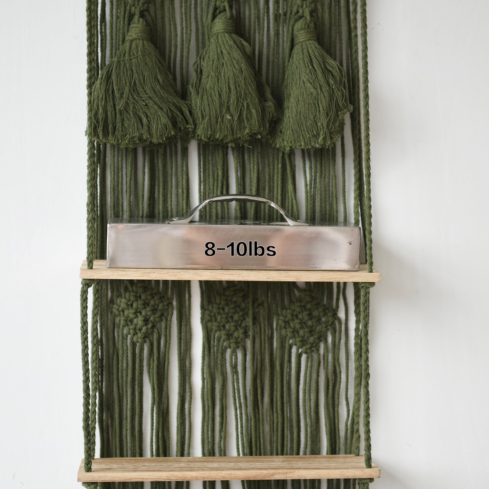 Hanging Shelf Green 2 Tier Floating for Plants Organizer(Wood)