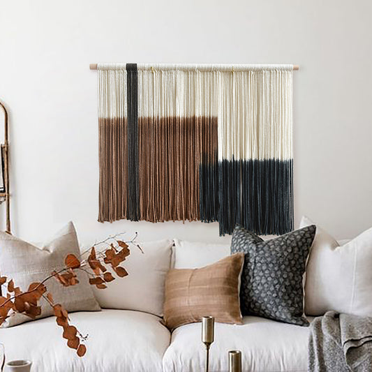 Macrame Wall Hanging Hand Dyed Woven Cotton Gradient Fiber Art 27"W*19"L