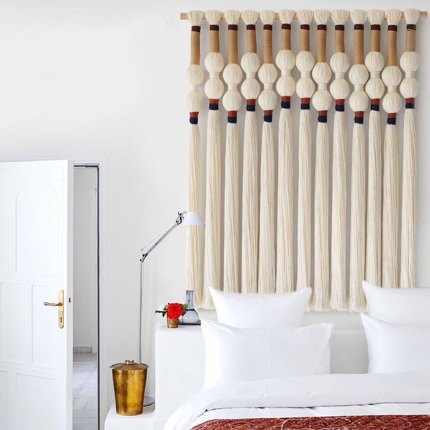 Macrame Wall Hanging Boho Wall Art Handmade Spherical Knot Design with Tassel