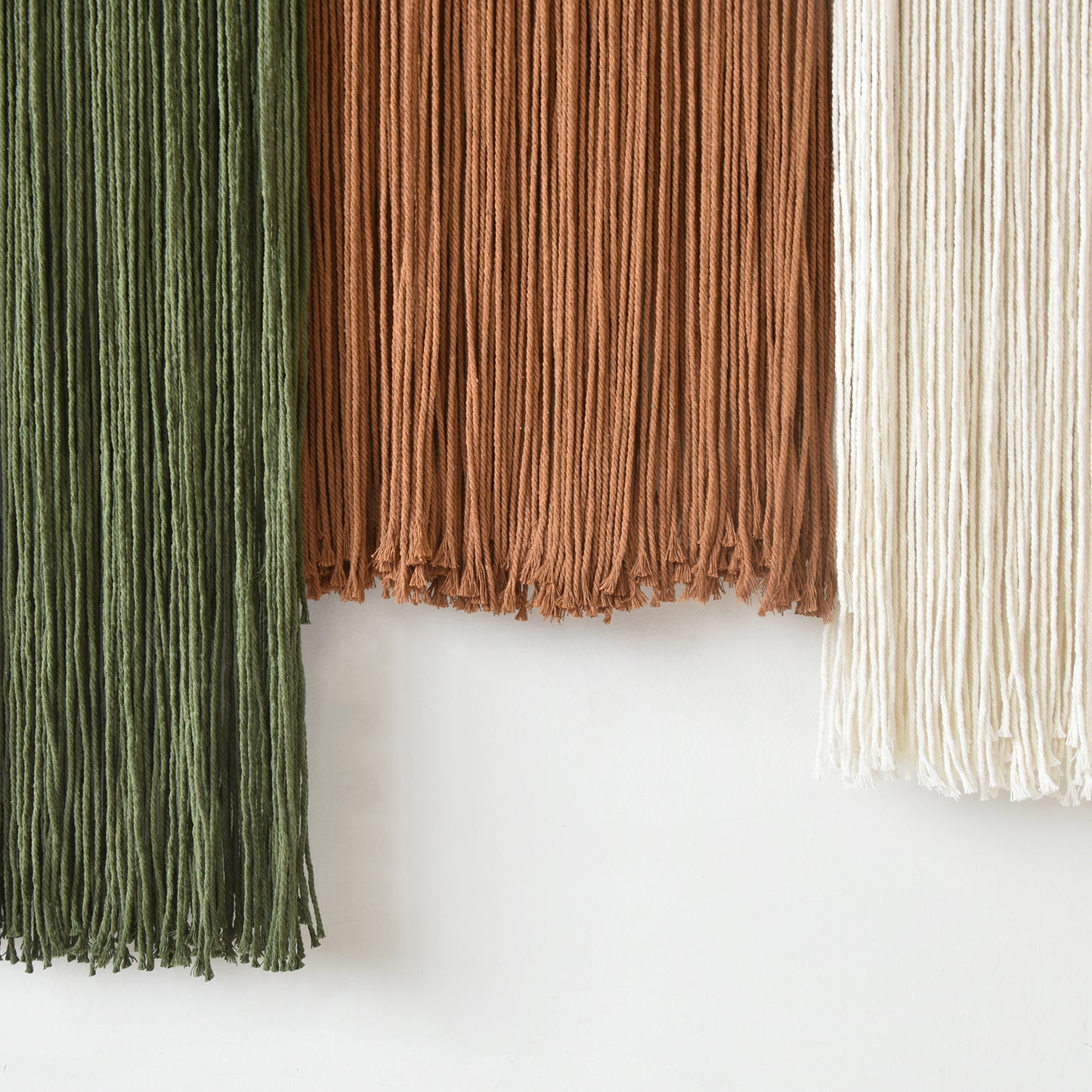 3pcs Macrame Wall Hanging Woven Wall Decor Brown Green Ivory 10"W*40"L
