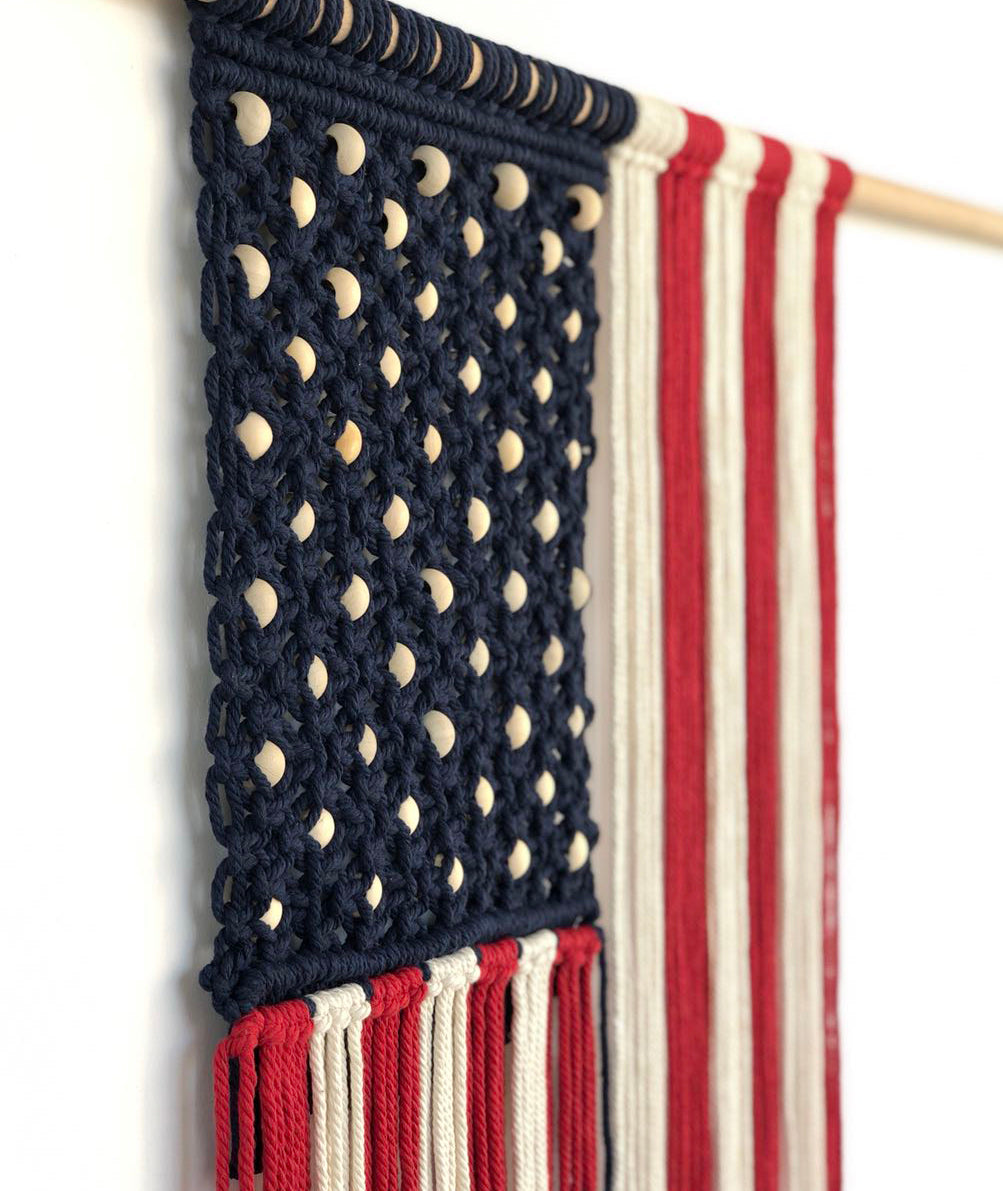 Newest Macrame Wall Hanging American Flag 25.5*37