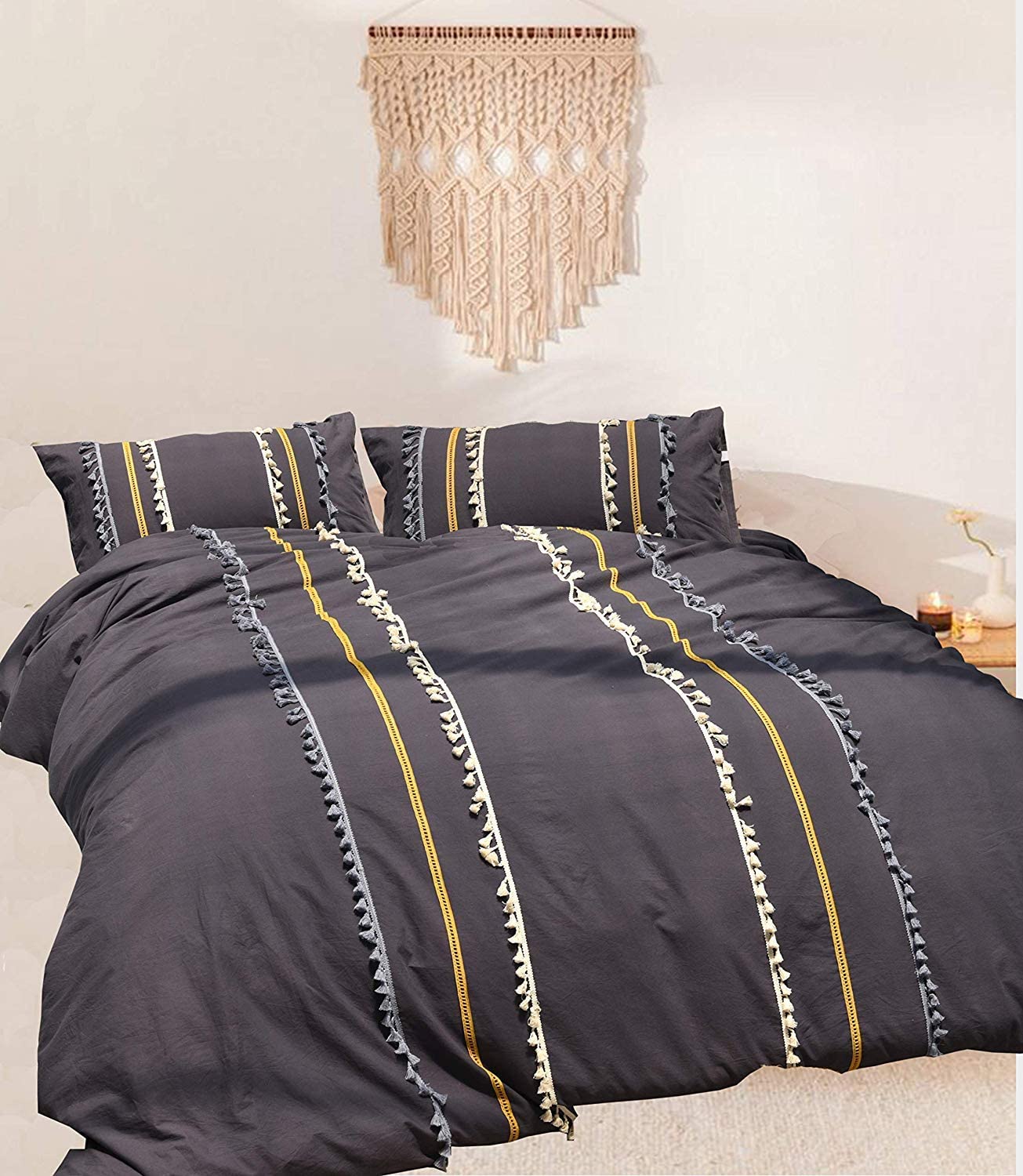 Tufted Tassel Sham Boho Pillowcases ,Set of 2
