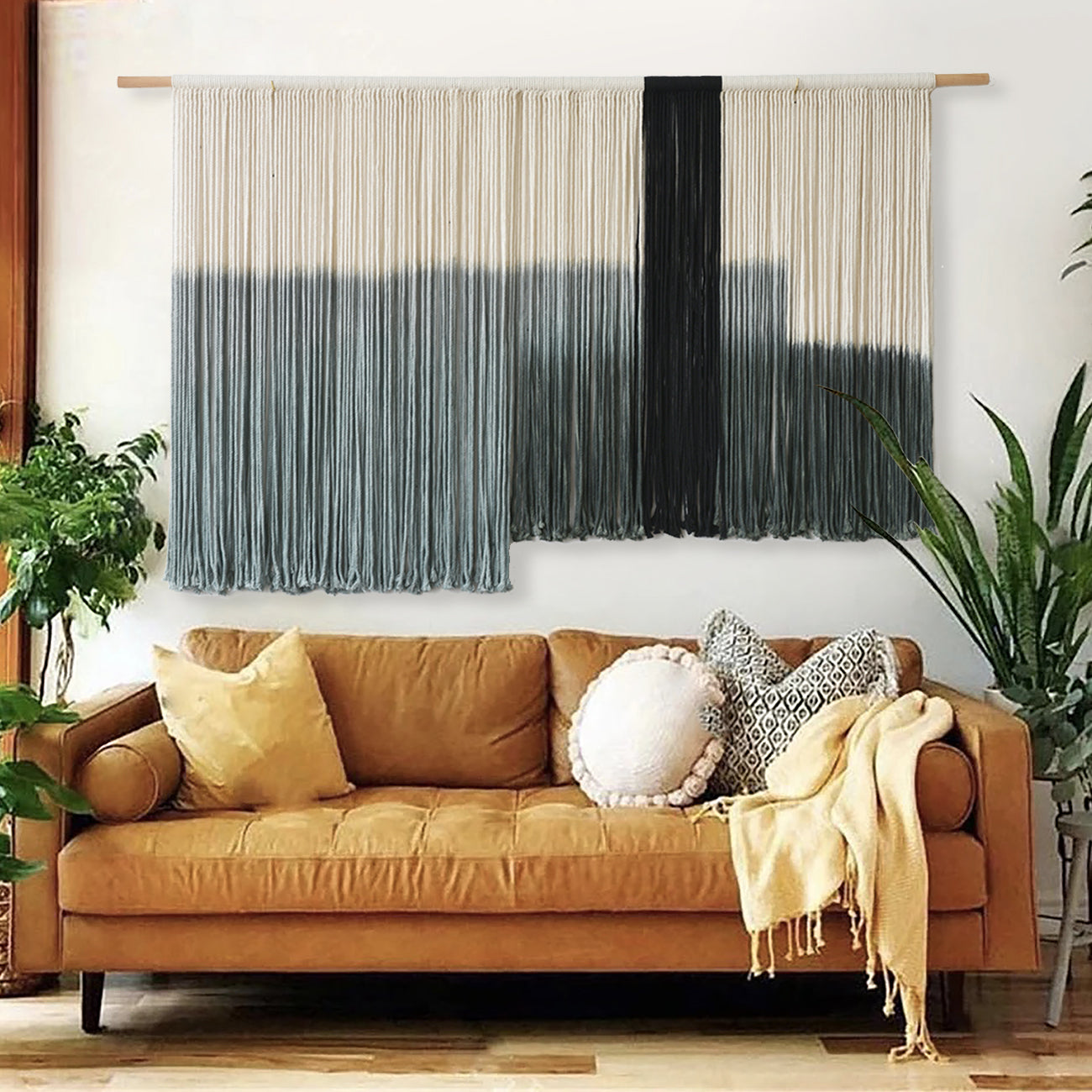 Macrame Wall Hanging Large Dip Dye Tapestry Fiber Wall Art Boho Living Room Bedroom Macrame Wall Decor