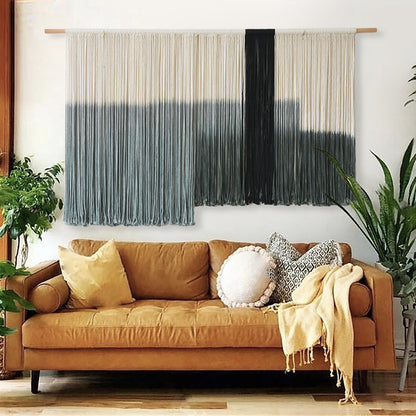 Macrame Wall Hanging Large Dip Dye Tapestry Fiber Wall Art Boho Living Room Bedroom Macrame Wall Decor