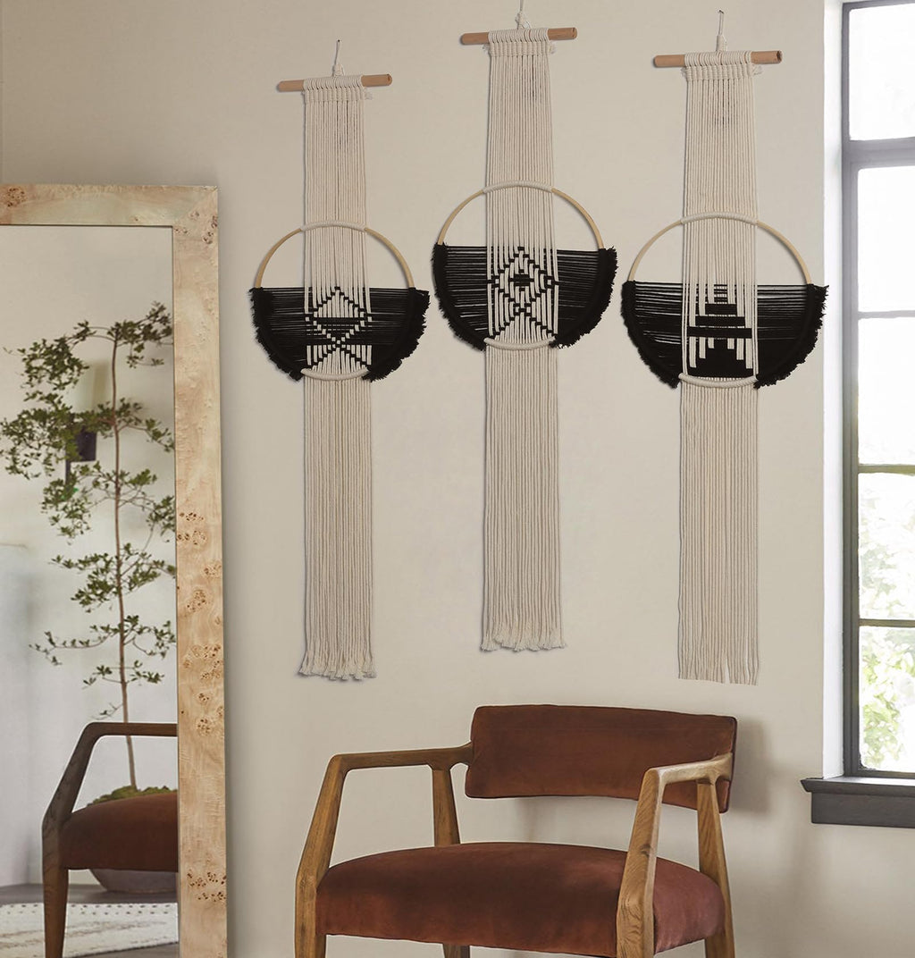 Macrame Wall Hanging 3Pcs Macrame Wall Decor Macrame Wall Art Round Wall Art Handmade Boho Wall Décor