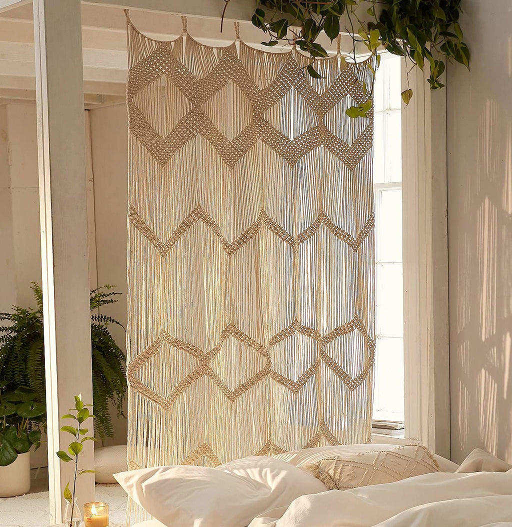 Macrame Curtain Window Macrame Room Divider Doorway Curtain Boho Macrame Wall Hanging