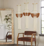 Macrame Wall Hanging Boho Wall Decor Brown Fiber Wall Art 3Pcs