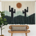 Large Dip-Dye Green Cactus Boho Macrame Wall Hanging