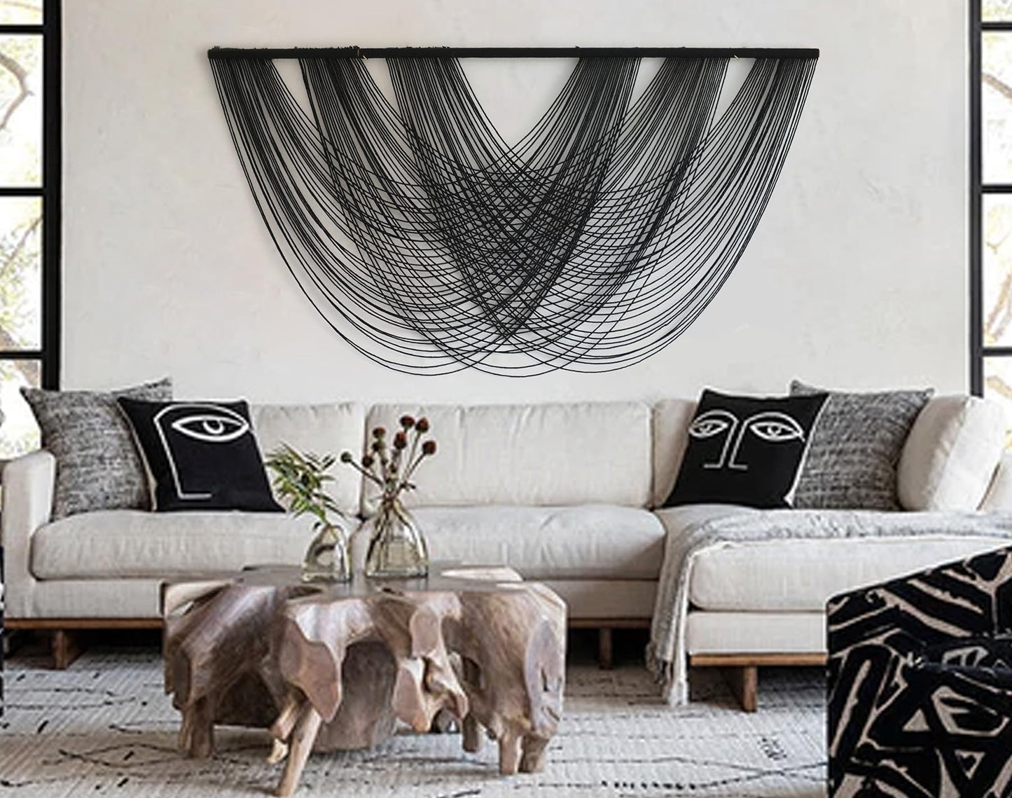 Black Boho 3 pieces Macrame Wall Hanging