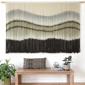 Macrame Wall Hanging Dip-Dye Large Macrame Wall Decor Boho Home Decor Scale Fiber Wall Art Yarn Craftsmanship Art 57" Wx 35" L