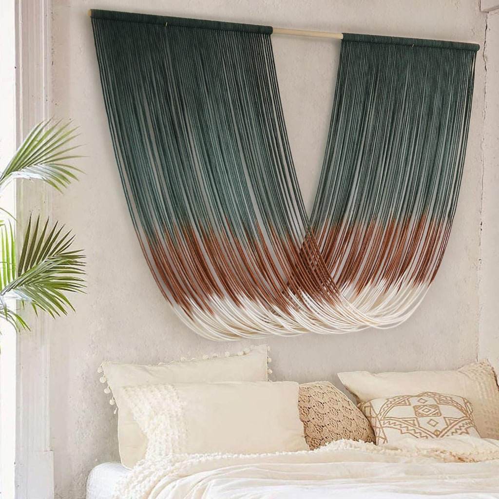 Chic Geometric Boho Dip-Dye Macrame Wall Hanging