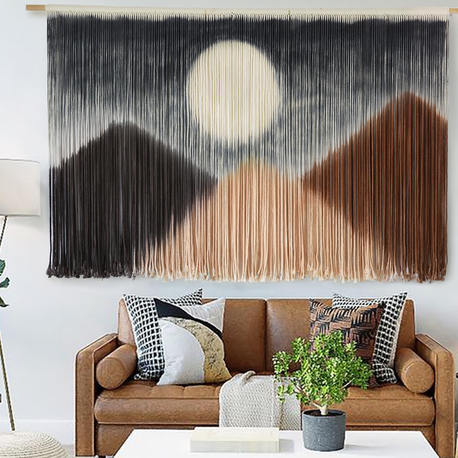 Macrame Wall Hanging Large Macrame Wall Decor Yarn Tapestry Fiber Art Hand Dip-Dye Craftsmanship