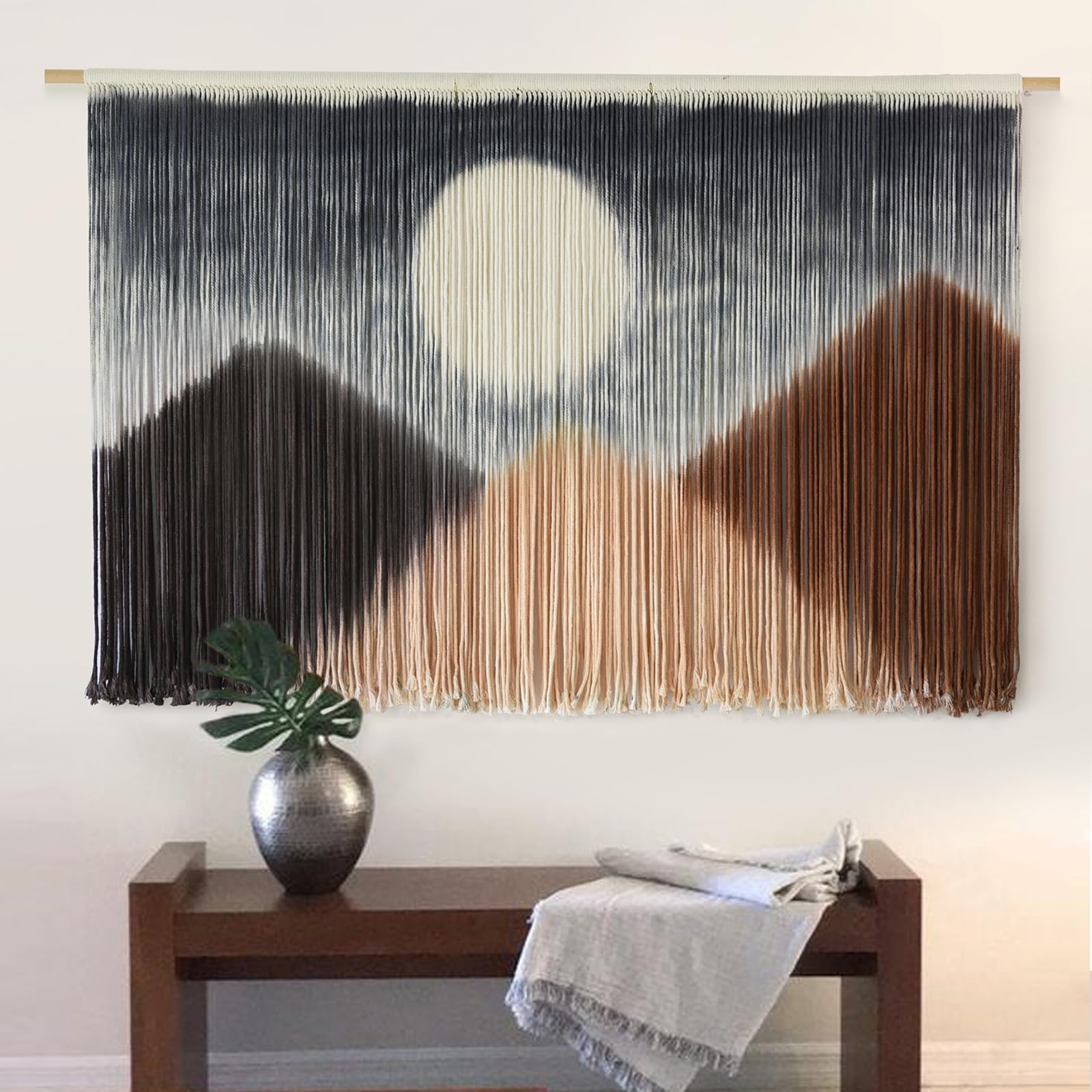 Macrame Wall Hanging Large Macrame Wall Decor Yarn Tapestry Fiber Art Hand Dip-Dye Craftsmanship