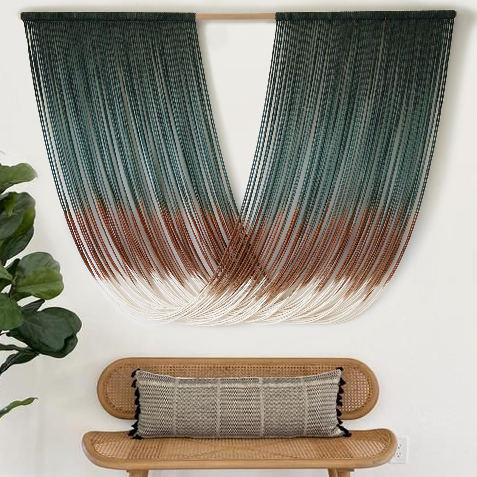 Chic Geometric Boho Dip-Dye Macrame Wall Hanging
