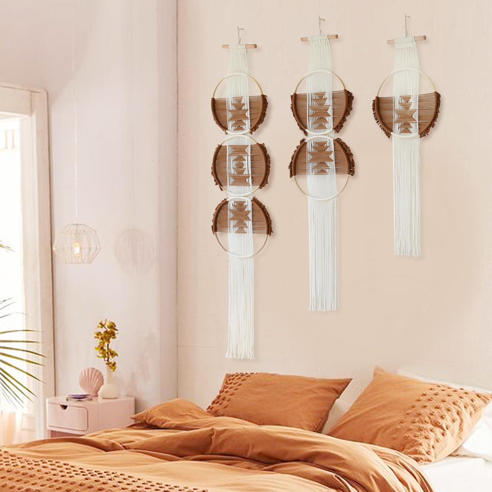 Brown Handmade Macrame Wall Hanging Woven Boho Home Wall Decor 3Pcs
