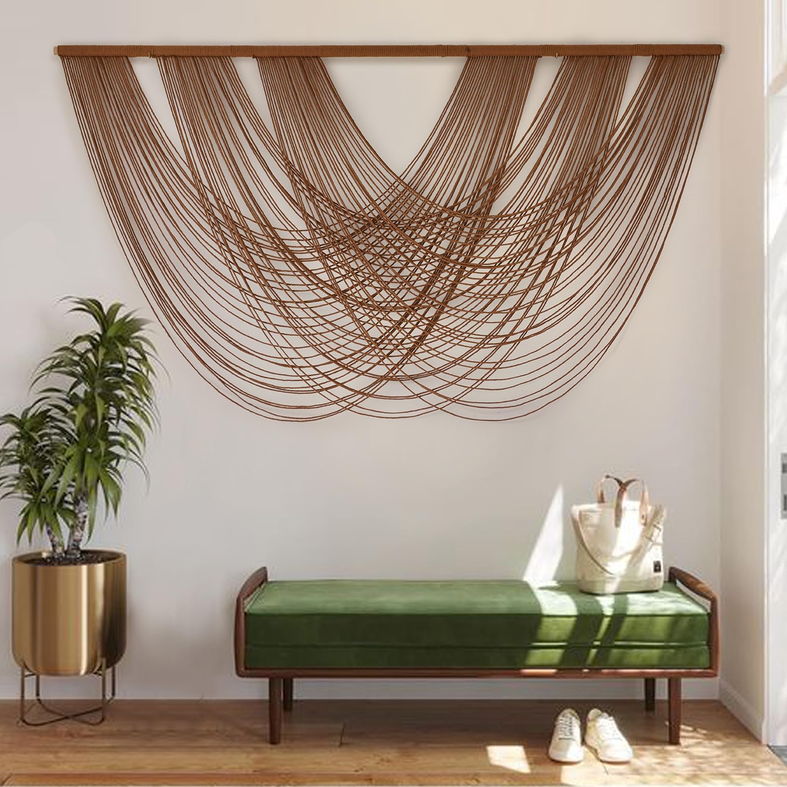 Large Macrame Wall Hanging Brown Die-Dyed Boho Wall Decor