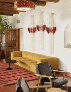 Wine Red Macrame Wall Hanging Boho Wall Decor 3Pcs