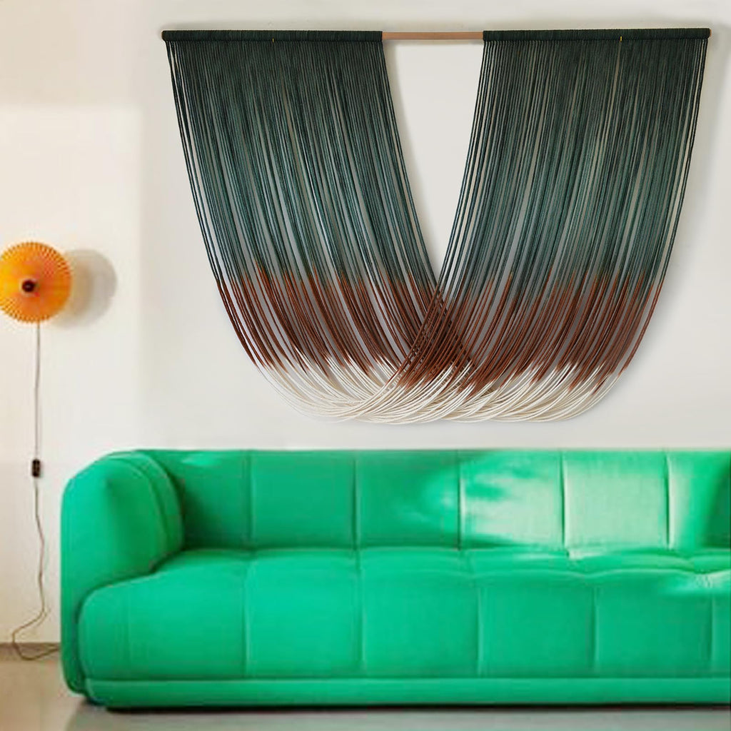 Chic Geometric Boho Dip-Dye Macrame Wall Hanging