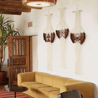 Handmade Coffe Fiber Boho Macrame Wall Hanging  Home Room Décor 3Pcs