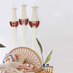 Wine Red Macrame Wall Hanging Boho Wall Decor 3Pcs