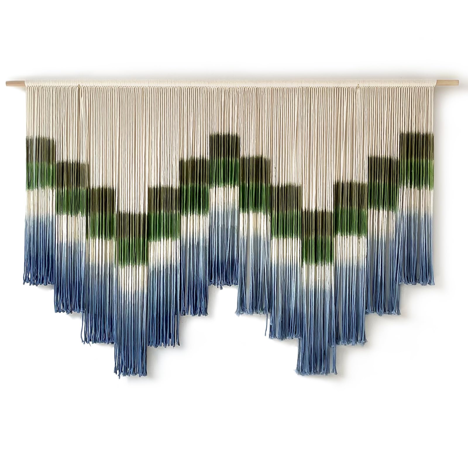 Macrame Wall Hanging Dye Handmade Large-Scale Wall Art Statement Bohemian Yarn Tapestry Home Living Room Bedroom Wall Decor 57" W x 35" L