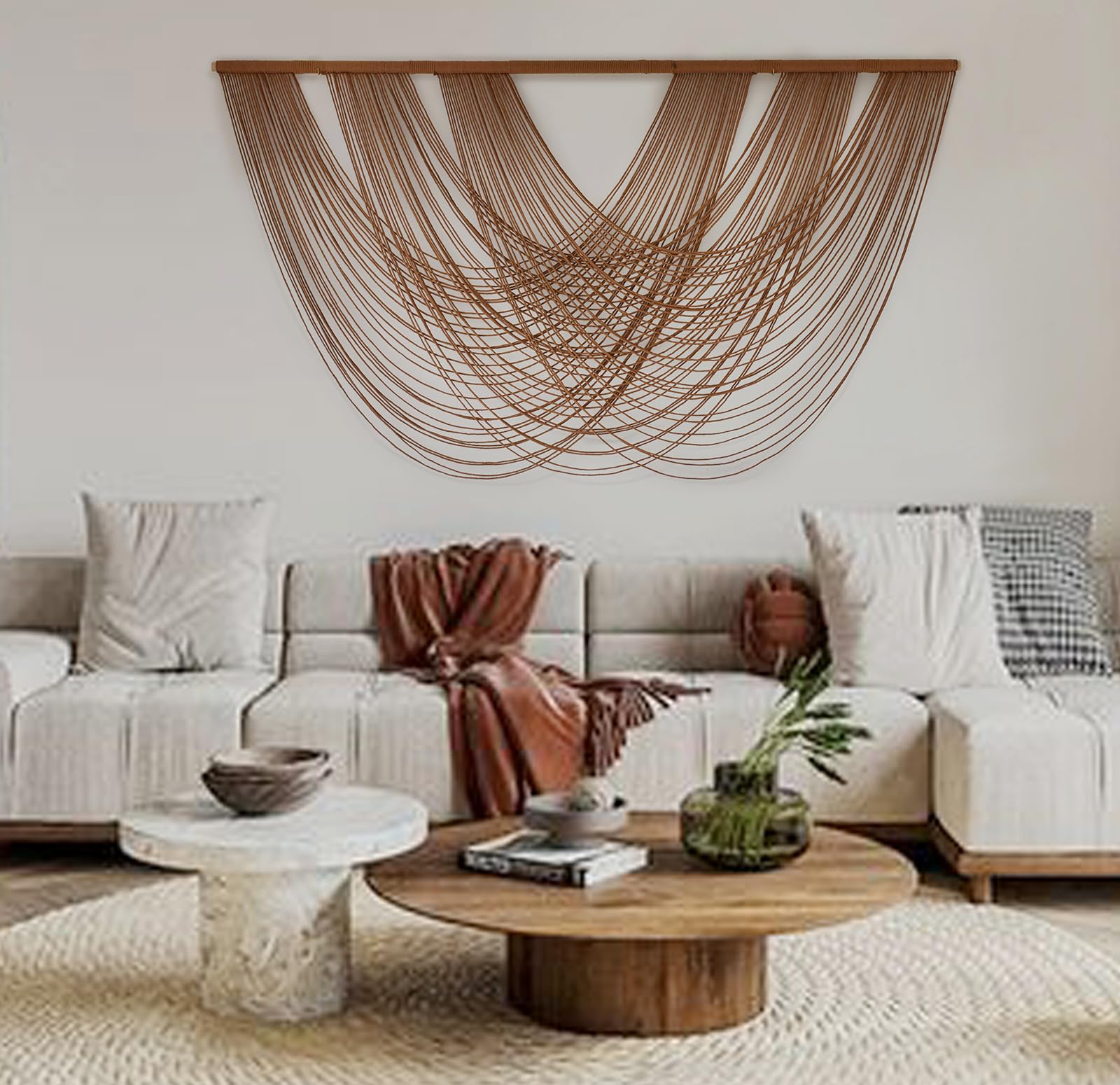 Large Macrame Wall Hanging Brown Die-Dyed Boho Wall Decor