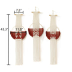 Wine Red Macrame Wall Hanging Boho Wall Decor 3Pcs