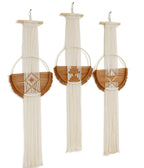 Macrame Wall Hanging Boho Wall Decor Brown Fiber Wall Art 3Pcs