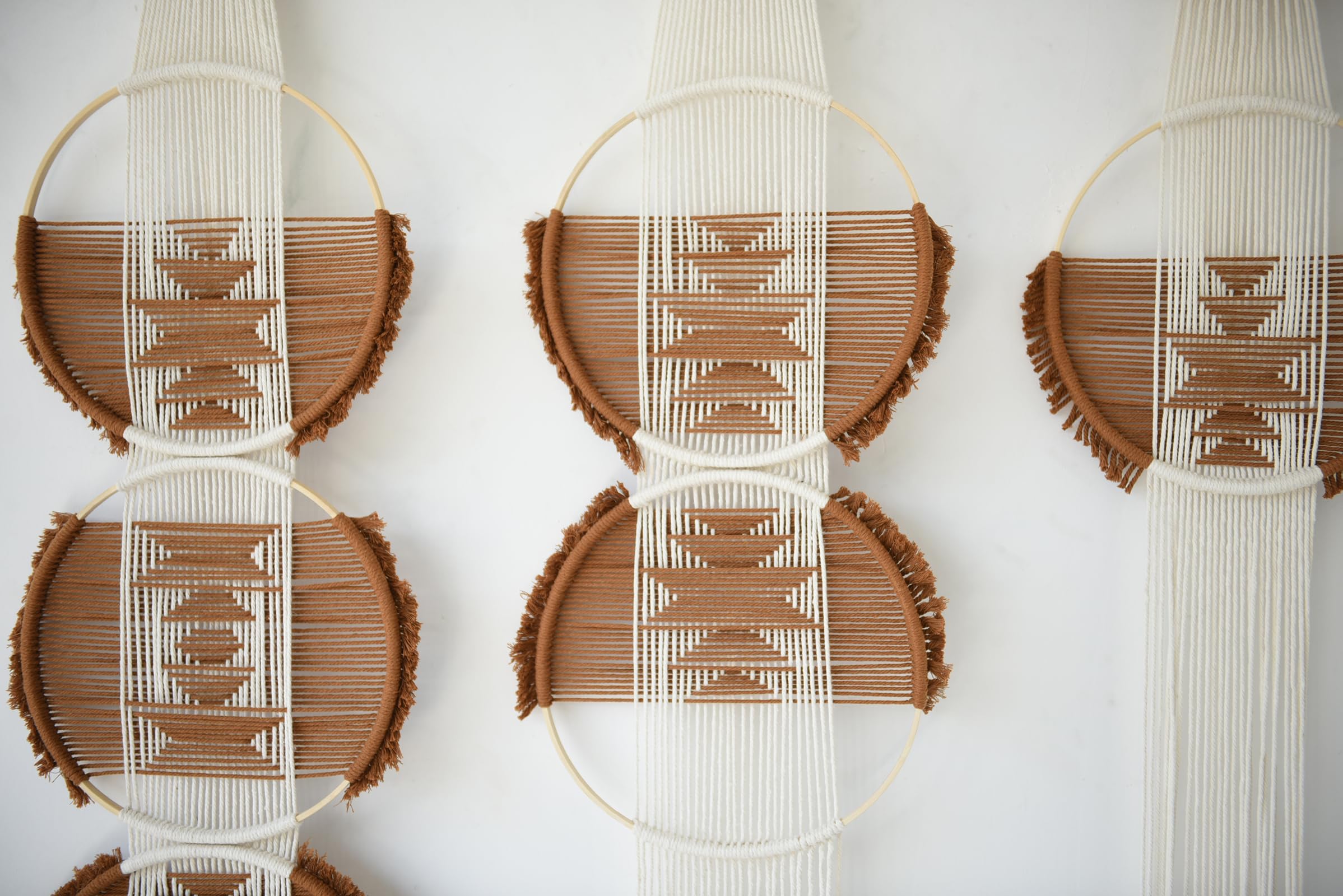Brown Handmade Macrame Wall Hanging Woven Boho Home Wall Decor 3Pcs