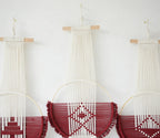 Wine Red Macrame Wall Hanging Boho Wall Decor 3Pcs