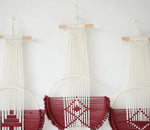 Macrame Wall Hanging Boho Wall Decor Farmhouse Craftmanship 3Pcs Fiber Wall Art Handmade Home Room Décor for Bedroom Living Room Wedding Apartment Housewarming Giving (Wine Red)