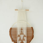 Macrame Wall Hanging Brown and white Boho Wall Decor Art Living room wall art Round Handmade Geometric Lines Home Décor