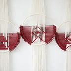 Wine Red Macrame Wall Hanging Boho Wall Decor 3Pcs