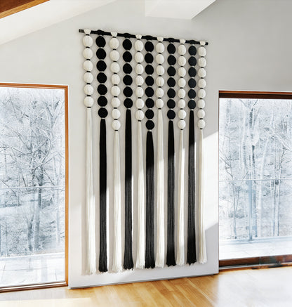 Extra Large Black and White Macrame Wall Hanging for Living Room Bedroom Wedding Backdrop