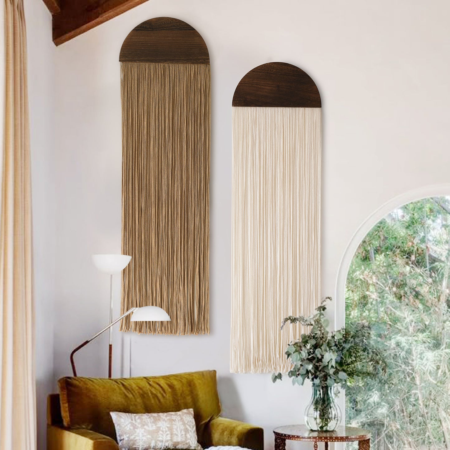 2 Pcs Macrame Wall Hanging Boho Wall Decor Handmade Art Backdrop